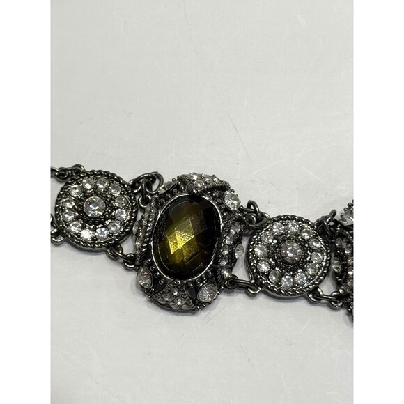 Vintage VCLM Rhinestone Statement Panel Necklace Victorian Revival Choker - Picture 12 of 15